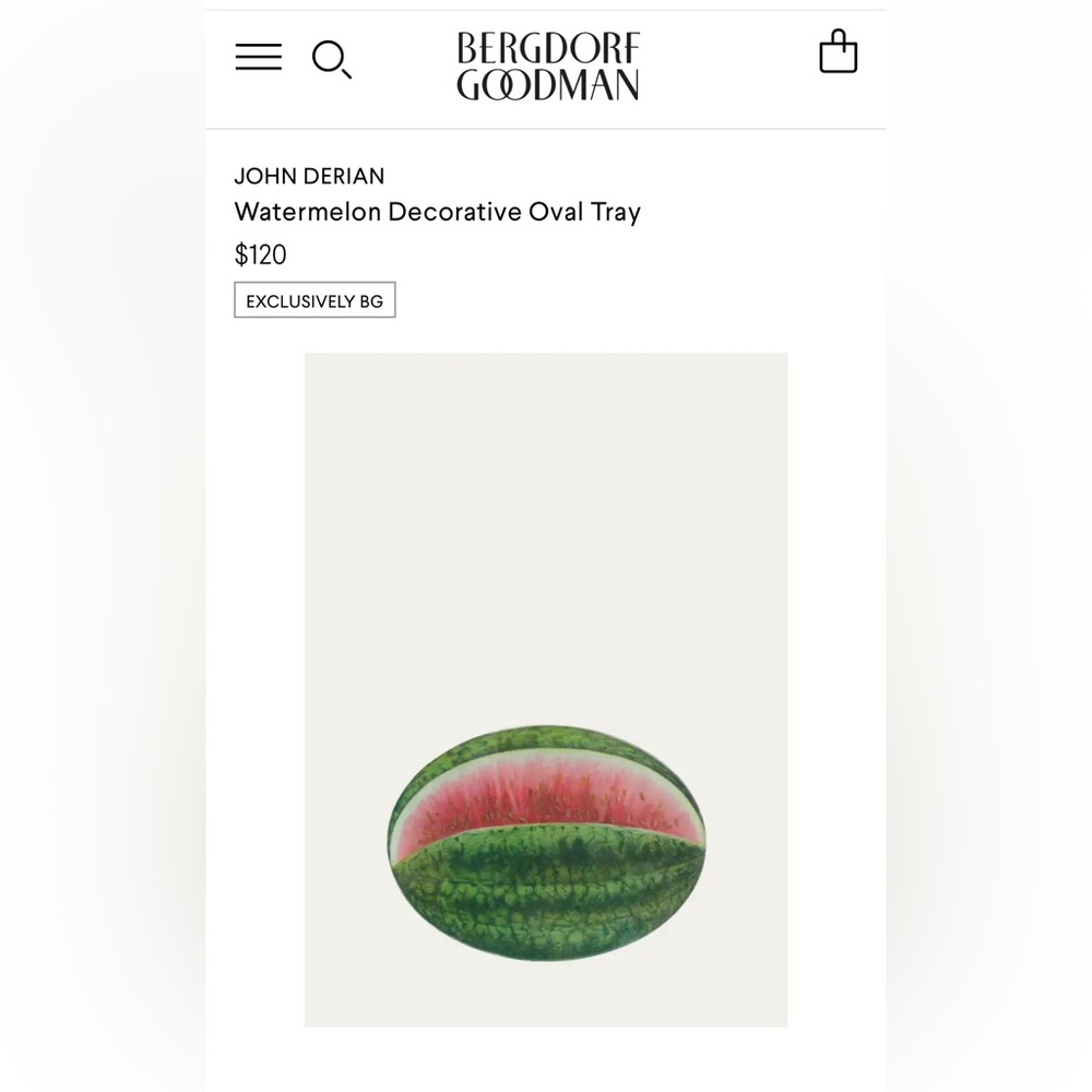 John Derian Co. Designer Watermelon Decorative Oval Tray